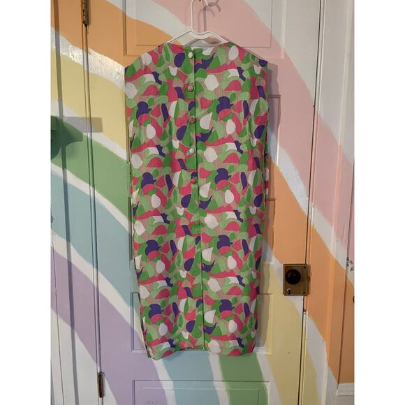 Vintage 60s Mod Abstract Shift Dress Buppa & B.P. Sleeveless Pockets Size M - Picture 5 of 9